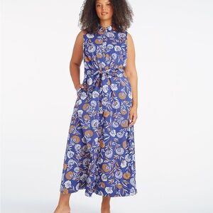 Draper James Navy and Orange Floral Dress